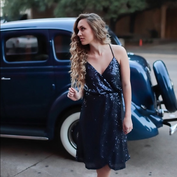 MEDIUM Navy Sequin Dress - Picture 2 of 7